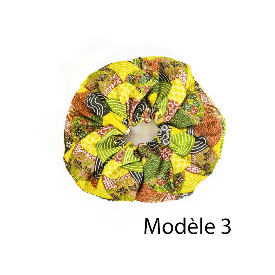chouchou pour cheveux, tissu japonais, scrunchies, fabrication artisanale locale