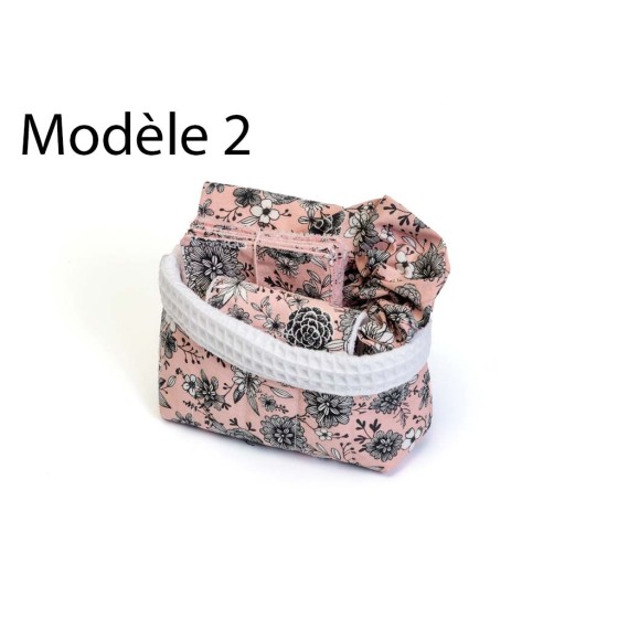 panière de démaquillage zéro déchet avec lingettes démaquillantes, bandeau de soin mini serviette visage, chouchou